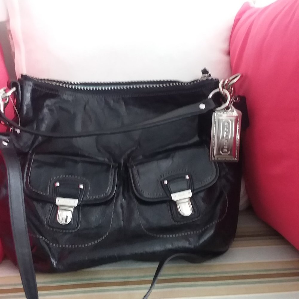Coach Purse Soho Black Signature C Leather